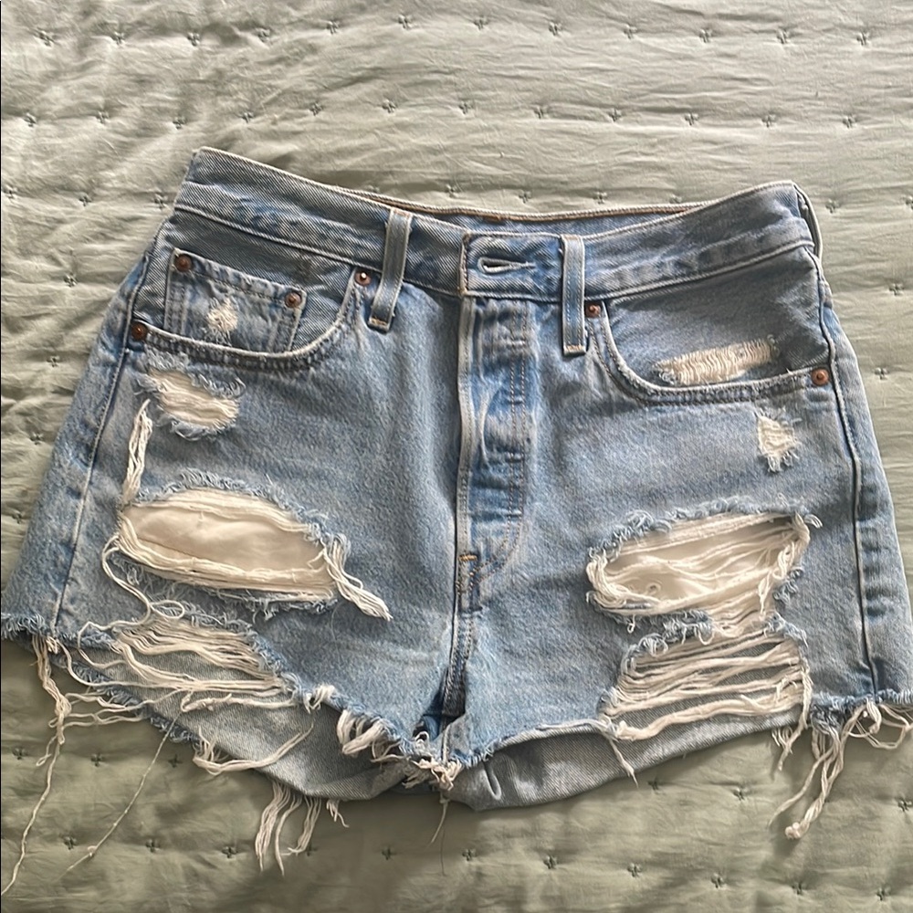 Levi’s - Size 28 - Distressed Light Blue Denim Shorts